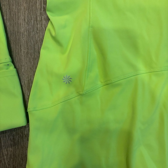 ATHLETA Quarter Zip Neon Yellow Visibility Running Pullover Water Wicking Jacket - Picture 5 of 7